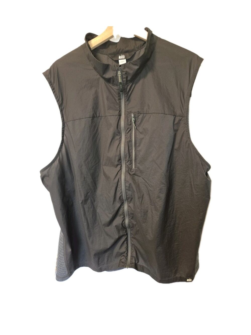 REI Co-op XXL Hybrid Performance Vest Black Gray Full Zip Hiking Outdoor